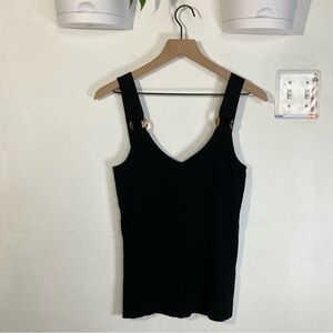 Elie Tahari Black Rib Knit Top